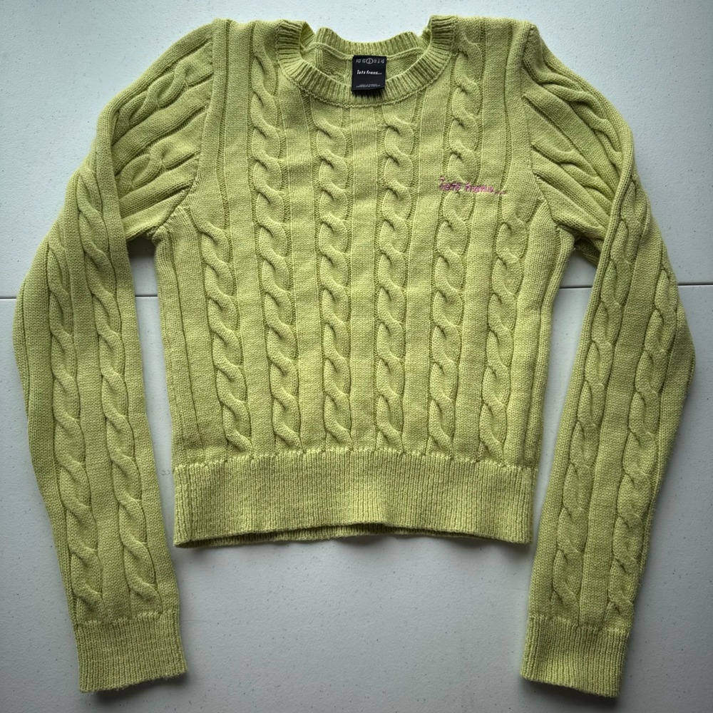 Iets Frans BDG Urban Outfitters‎ Women's Lime Green Cable Knit Preppy Sweater S